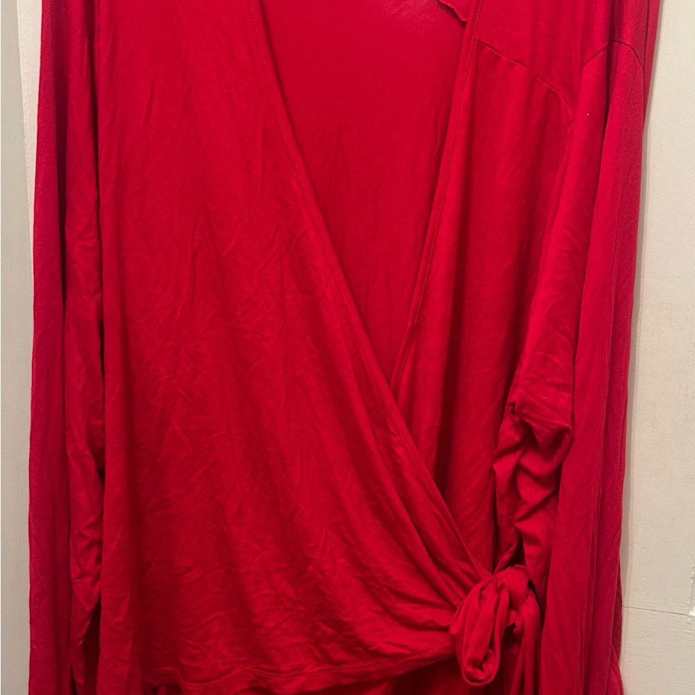 Lane Bryant LIVI Red Wrap Front Top Active Bold Red Top 26/28